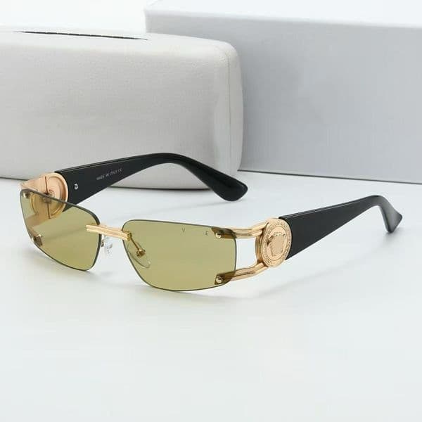 Designer sunglasses mens for womens classic cat's eye rimless beach shading polarized UV400 protection Glasses luxury metal sun glasses High quality With Box Case
