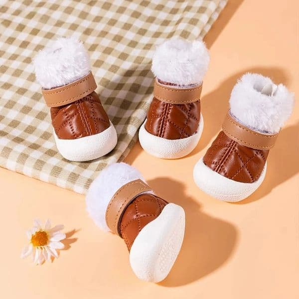 4pcs/set Pet Dog Shoes Winter Warm Shoes for Small Medium Dogs Anti-slip Puppy Rain Snow Boots Footwear Cat Dog Walking Sneakers 260410