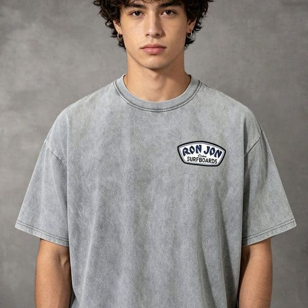 Men's T Shirt 100% Cotton Pure Cotton Summer Casual Men Clothing Creative And Versatile Shark Surfing Pattern Washed Distressed Loose Fit Short Sleeve