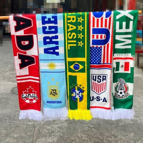 STOCK World Cup National Team Scarf, Double-Sided Polyester Fan Brazil Argentina USA Mexico, Football Cheering Scarf For Sports Events Free Shipping
