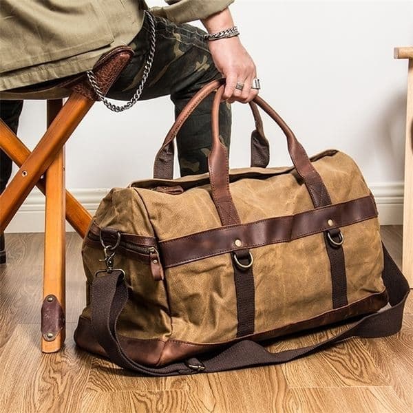 WaterProof Waxed Canvas Leather Men Travel Bag Hand Luggage Carry On Large tote Vintage Duffle Weekend big Overnight yy260415