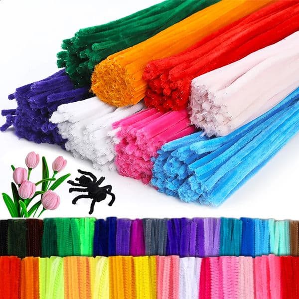 100Pcs 30cm Colors Chenille Stem Twisted Rod Iron Wire DIY Handcraft Wool Root Fluffy Bar Twisting Decor Pipe Cleaner Plush 260415