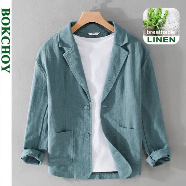Spring Striped Casual Linen Jackets for Men Clothing Loose Simple Streetwear FY803 260415BJ