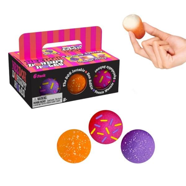 6 Pcs/set Needoh Donut Holes Sensory Toys Cream Filling Stress Ball Office Squishy Kill Time School Anxiety Relief Toys for Kids and Adults Presale..