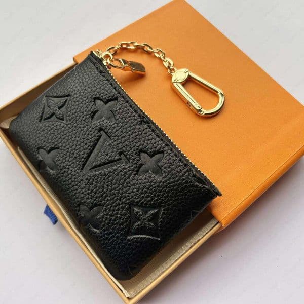 Luxury Mini Wallet Women's Men's Keychain Credit Card Clip Coin Wallet Dustproof Bag Leather Women's Coin Wallet Zipper Small Money Bag With zipper and gold hook +box