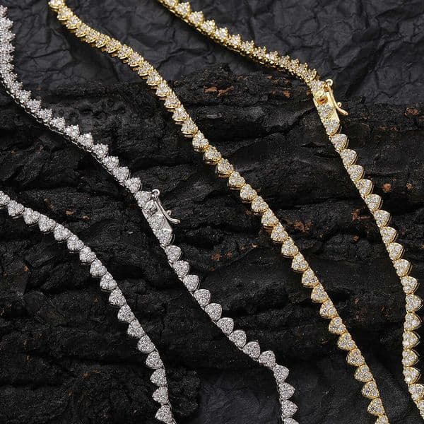 4mm heart-shaped chain with micro-inlaid Moissanite stones Jewelry Hip Hop jewelry trendy hiphop 3-Moissanite heart necklace