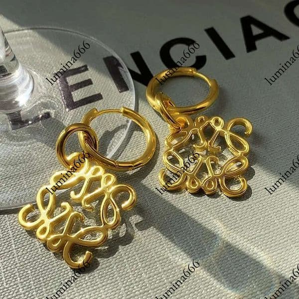 brand stud earring hollow square plated 18K gold luxury earrings designer for women Jewelry Wedding Chirstmas gift