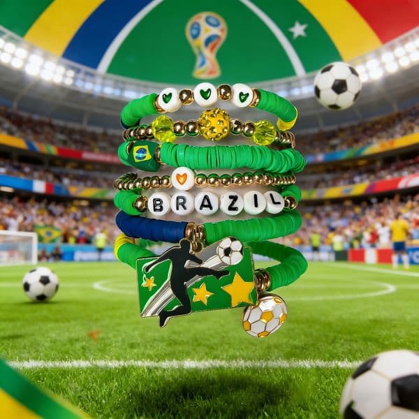 2026 USA Canada Mexico World Cup Bracelet Set Soft Polymer Clay Soccer Fan Hand Chain United 2026 Football Accessories