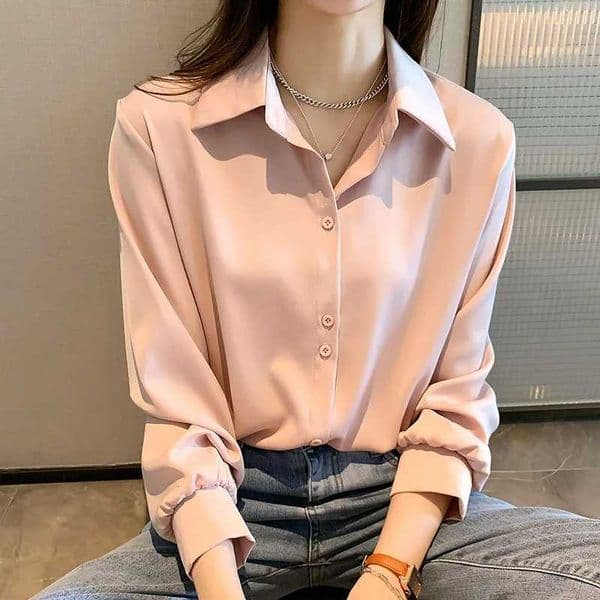 Womens Long-sleeved Shirt New Spring Fashion Solid Color Temperament Single-breasted Blouse Office Lady Wear Female ClothingT260416