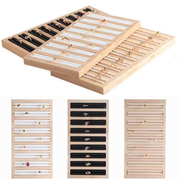 Wood Square Ring Display Tray Stud Earrings Jewelry Storage Plate Counter Jewellery Showcase Props c2604