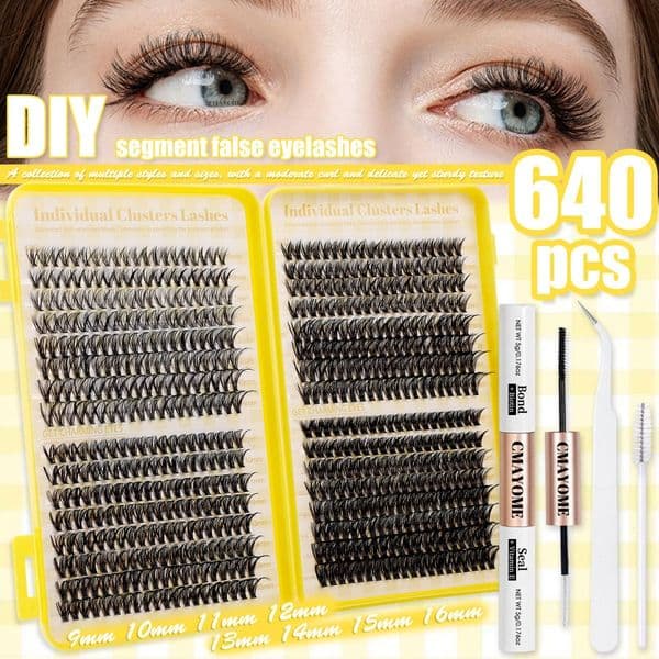 Fluffy Wispy DIY Lash Clusters D Curled Natural Thick DIY Eyelash Extension Kit with Lash Bond and Seal Strong Hold Handmade Reusable DIY Segmented eyelashes