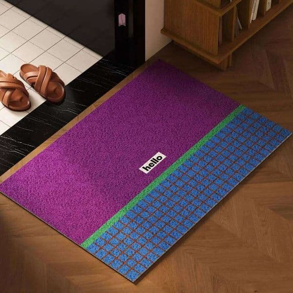 Retro Solid Color Plaid Door High Elastic Wire Loop Floor Easy Clean Scraper Entrance Rug Indoor Outdoor Welcome Mat 26L0416