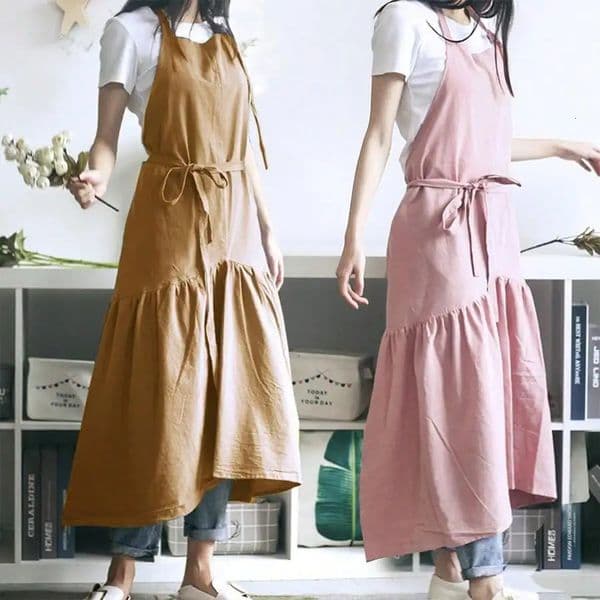 Brief Nordic Wind Mermaid Fairy Cotton Linen Cooking Kitchen Apron For Woman Dress Flower Shop Smock Hairdresser Bib 260416
