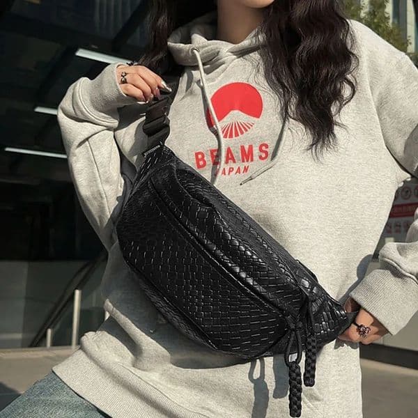 Unisex Waist Bag Large Capacity Fanny Packs Woven pattern Chest Bag Fashion Shoulder Crossbody Bags High-quality Waist Belt Bags 260415