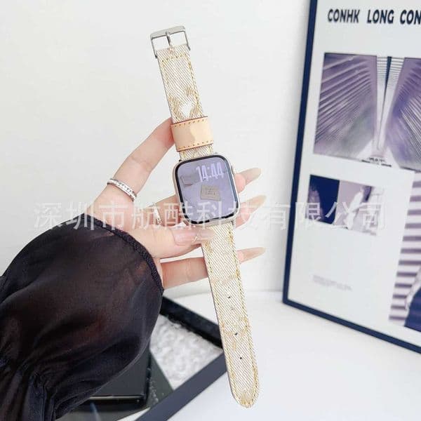 Designer Genuine Leather Watch Band For Apple Watch Straps 38mm 40mm 49mm 42MM 44mm 45MM iWatch 3 4 5 SE 6 7 Series Band Fashion Print Letter Golden Link Chain 5197
