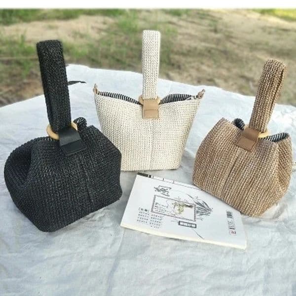 Straw Bags for Women Beach Bag Personality Crossbody Lock Handbag Lady Vintage Handmade Knit Fashion Shoulder 260416