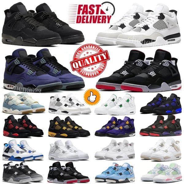 Designer 4s basketball shoes for men women Black Cat 2025 Military Sail Thunder White Oreo Cool Grey Varsity Red Bred Sneakers Blue University nh
