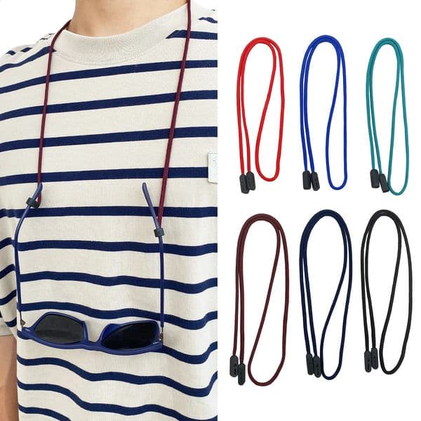 6Piece Set of Polyester LowElastic AntiSlip AntiLoss Glasses Holder Lanyard Strap Unisex Chain E 260407
