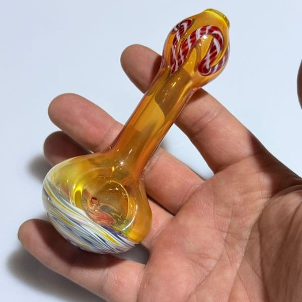 4.5inch White Blue and Yellow Color Mini Glass Hand Pipe Portable Pipe for Dry YD4384