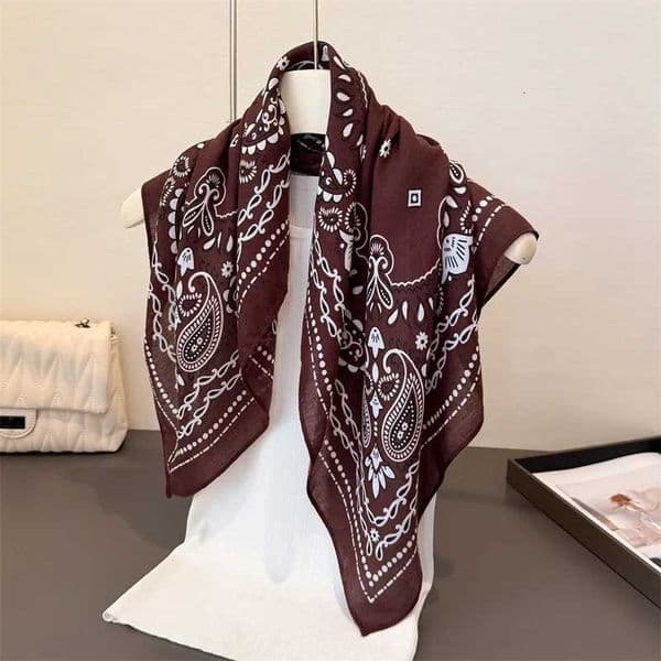 Cashew Print Blocked Print Square Scarf Women Cotton Linen Feeling Hairband Neckerchief Tie Female Headband Foulard Bandana H260416