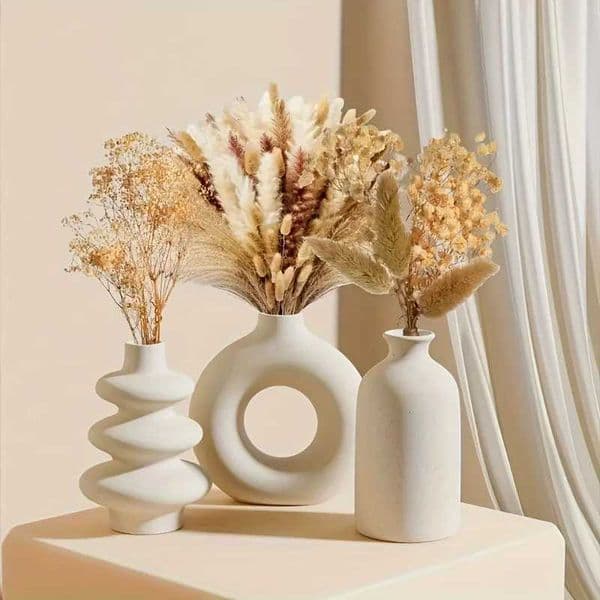 Set of 3 White Ceramic Bohemian Vase Set Creative home decoration vase ornaments Wedding home living room Bedroom decoration L260516