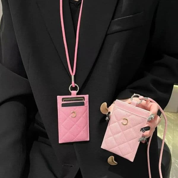 Luxury Cardholder Keychain Unisex Designer Card Holder Lanyard Strap Mini Wallets Coin Credit Card Holder Fashion Leather Purse Keyrings 18 Colors Epacket