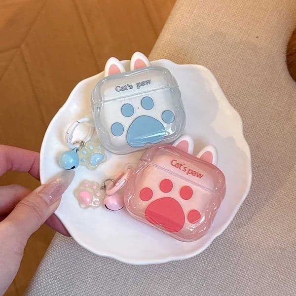 Korean Cute 3D Cat Ears Earphone Case For Airpods 1 2 3 4 Pro Pro2 Pro3 Bluetooth Headphone Protection Cover with Pendant S26415
