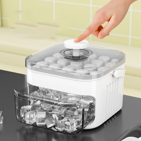 50Cube Ice Maker with Easy Press Cap Easypress Lid Large Capacity Cube Machine Reusable Foodgrade Mold 260415BJ