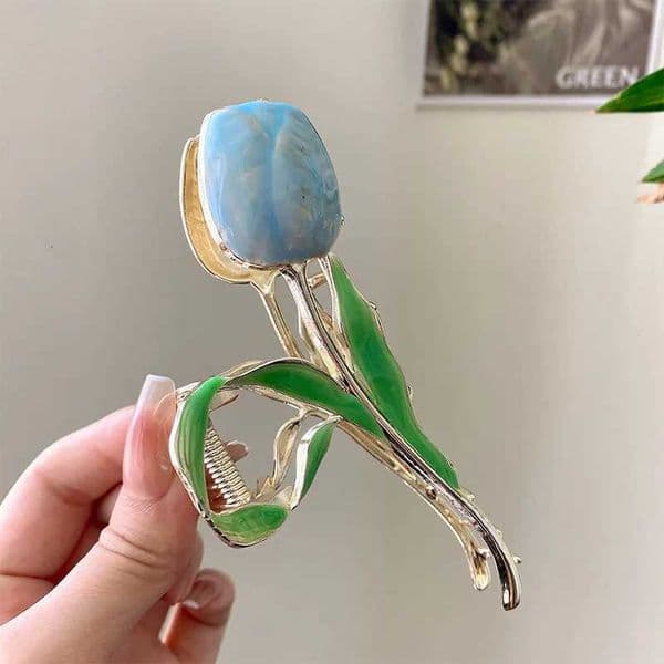 Small fresh tulip flower hairpin back head grab clip Pan hair shark clip Japanese and Korean style senior hair accessories Women Z260416