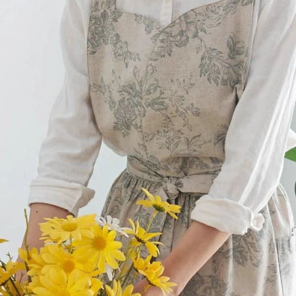 Portable Elegant Kitchen Apron with Pockets Exquisite Cleaning Apron Retro Soft Water-repellent Apron Kitchen 260416