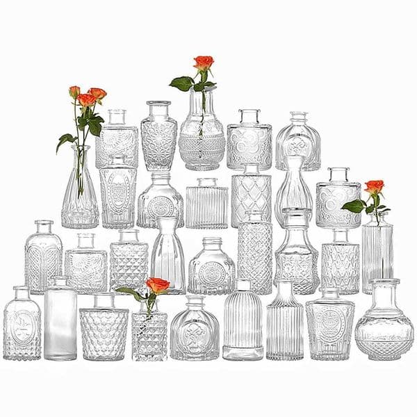 Decorative Hydroponic Plant Mini Glass Vase Transparent Relief For Centerpieces Bud Vases Decoration Wedding Party Supplies L260516