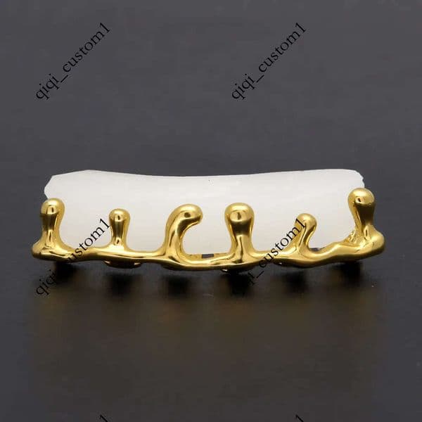 New Custom Fit Gold Color Hip Hop Teeth Drip Grillz Caps Lower Bottom Grill Silver Grills