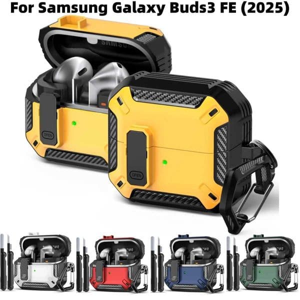 Earphone Case for Samsung Galaxy Buds 3 FE 2025 / Buds 3 Pro 2024 / Buds 3 Case 2024 Carbon Fiber Cover with Cleaning kit S26415