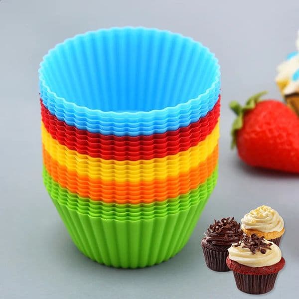 6pcs Silicone Cake Mold Round Muffin Cupcake Baking Molds Reusable DIY backen Decorating Tools Birthday Party Decorations 260415