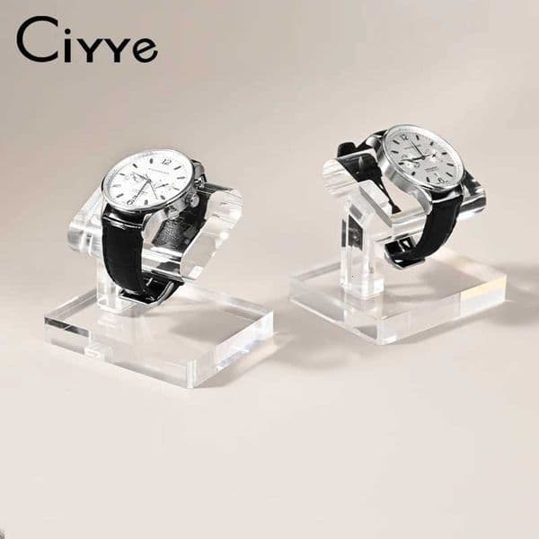 Ciyye Elegant Desktop Watch Storage Rack Acrylic Solid Wood Bracelet Watch Display Stand Jewelry Organizer Watch Storage Prop c2604