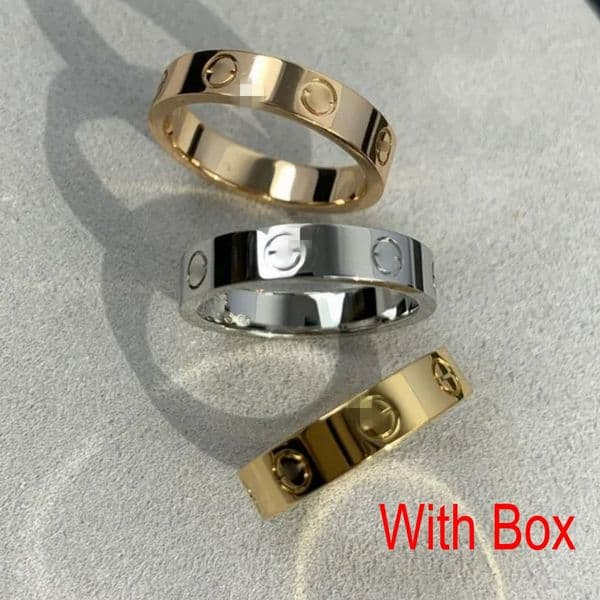 CNC Classic unisex 316L stainless steel branded designer 5mm AAA diamond Ring 18K Gold Silver Rose Rings Woman man lovers wedding Jewelry 6 7 8 9 10 11 12 big USA size