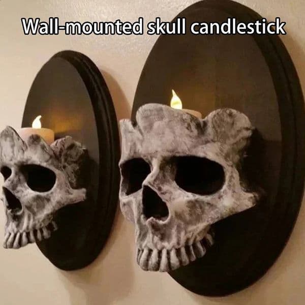 1 Pcs Home Resin Craft Skeleton Candlestick Pendant Gothic Style Wall Decoration Handicraft 260415BJ