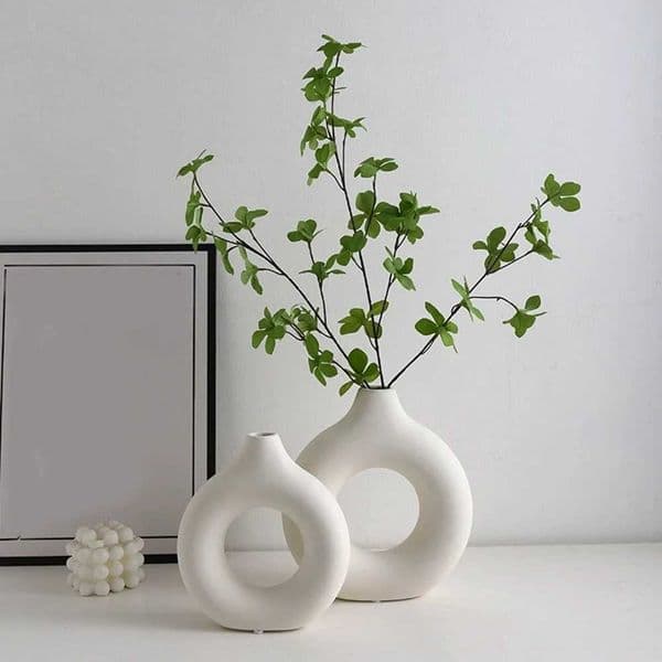 Nordic Vase Circular Hollow Ceramic Flower Vase For Home Living Room Decoration Accessories Interior Office Desktop Decor Gift L260516
