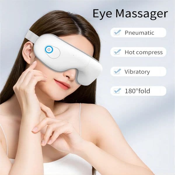 Folding Eye Massager Mask with Heat and Bluetooth Music Airbag Care Device Gift for Strain Dry Improve Sleep 260416