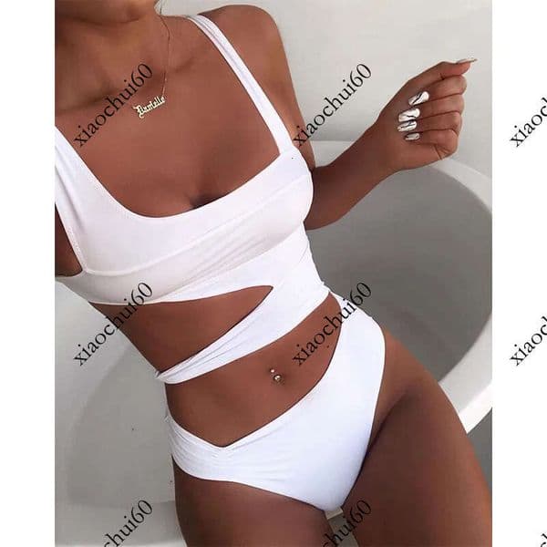 Sexy White One Piece Swimsuit Cut Out Swimwear Push Up Bathing Suits Beach Wear Swimming Suit For Women