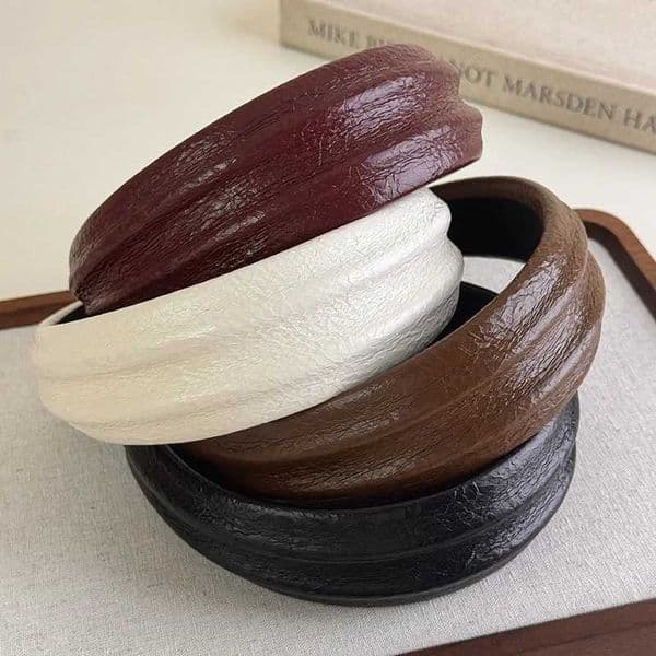 Autumn Winter Retro High-end Leather Headbands Wide Hair Band for Woman Temperament Hair Hoop Fashion Versatile Hair AccessoriesT260416
