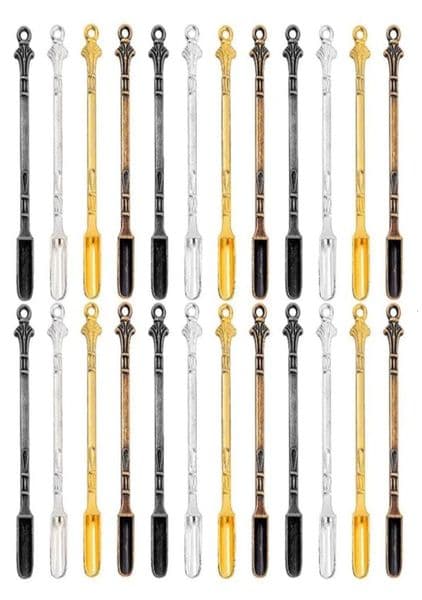 Luxury Designer Decor Spoons 24Pcs Mini Shovel Snuff Spoonhanging Hole Spoon For Filling Vials With Salts room Necklace Decoration For Home 12