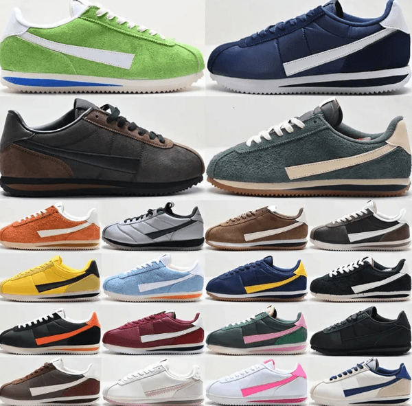 Top Cortezs Designer Men Women Running Jogging Shoes Nylon Leather Trainers Picante Red Pink Foam Chlorophyll Psychic Blue Forrest Gump Outdoor Sneakers
