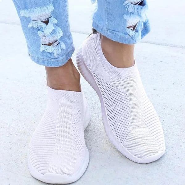 Women Flat Slip on White Shoes Woman Lightweight White Sneakers Summer Autumn Casual Chaussures Femme Basket Flats Shoes 260407BJ