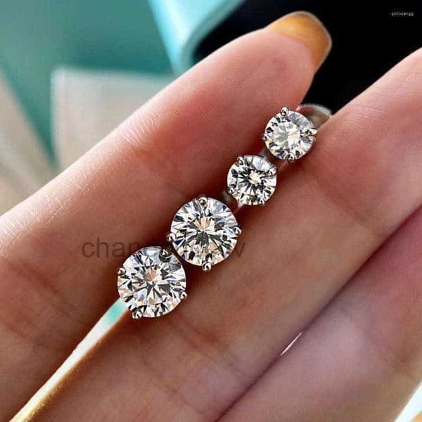90 Stud OFF Earrings Solitaire 5mm/9mm Lab Diamond Earring 925 Sterling Silver Anniversary Wedding For Women Men Party Jewelry