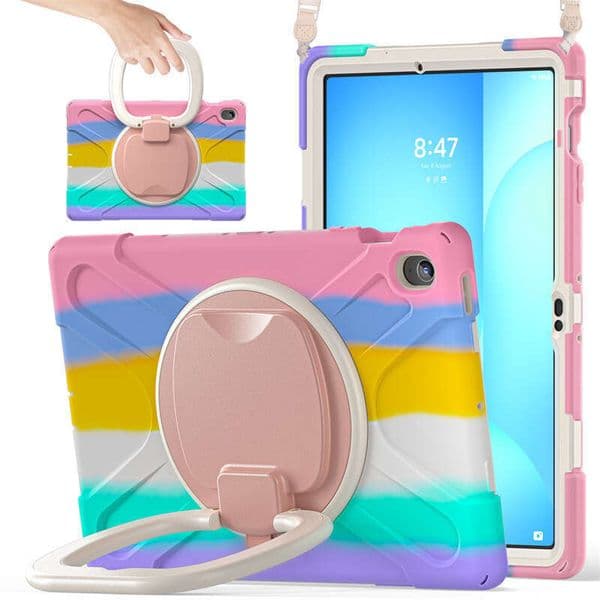 Suitable for Samsung Tab S10FE Plus, silicone anti-drop tablet back cover with strap, S11 wristband stand protective case