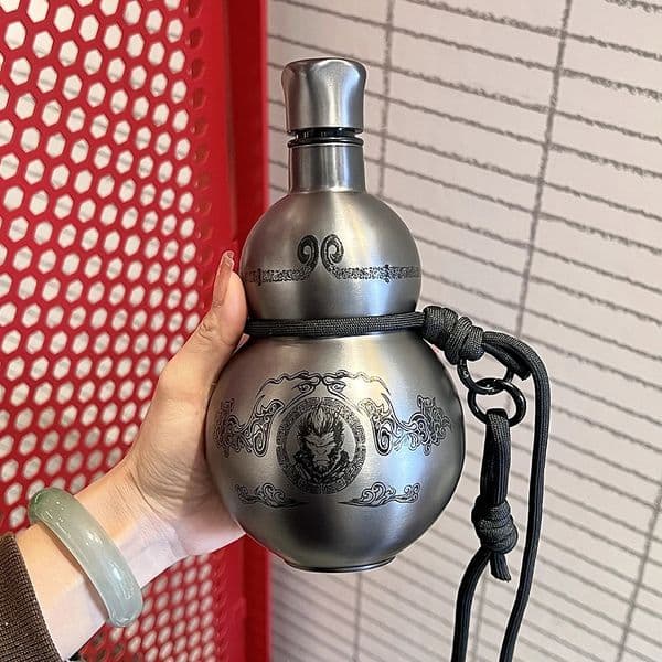 304 Stainless Steel Thermal Insulation Cup Black Game Cosplay Lanyard Outdoor Portable Wukong Theme Gourd Style Water Bottle 260416