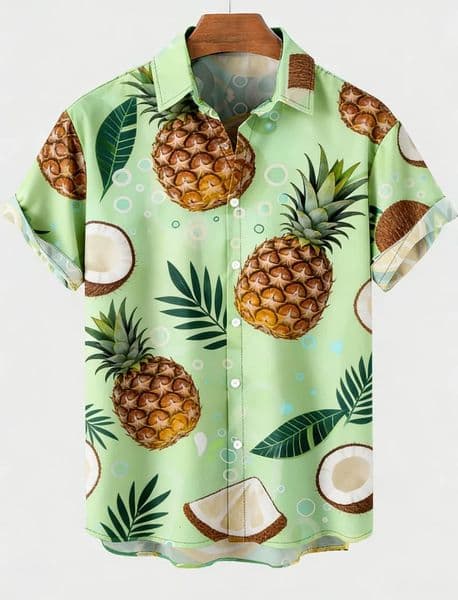 Mens Hawaiian Fruit Print Short Sleeve Shirt Summer Casual Fashion For Daily Wear Holiday Beach And Street Style Outfits 260416