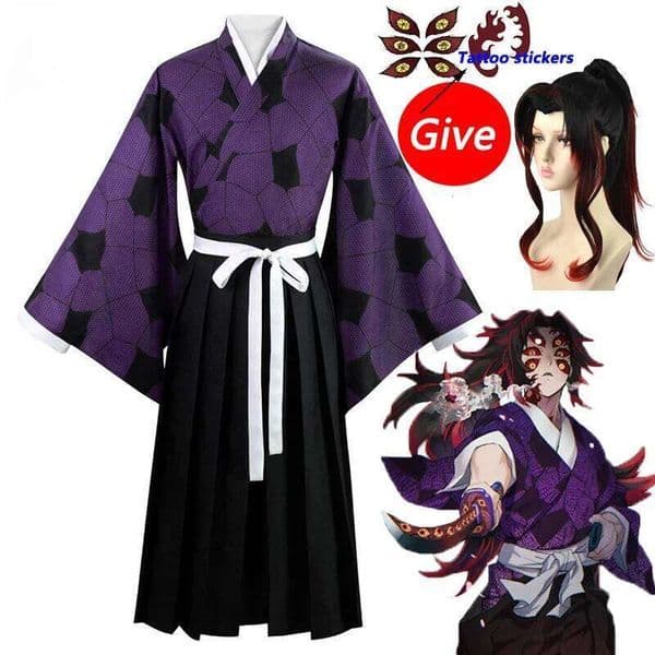 Anime Character Kokushibo and Kyojuro Rengoku's Costumes, Cosplay Wigs, Haori Kimono, Halloween Men's Clothing