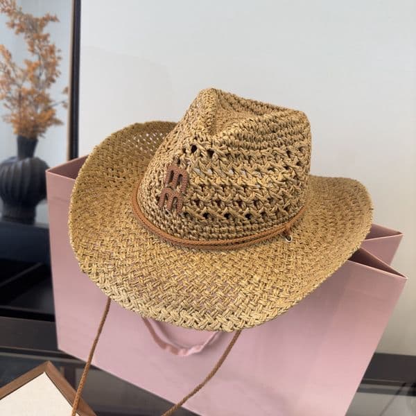 ZIH M Women's Hollow Out Straw Cowboy Hat Summer Western Style Wide Brim Sun Visor for Beach Outdoor Activities 1 1 11